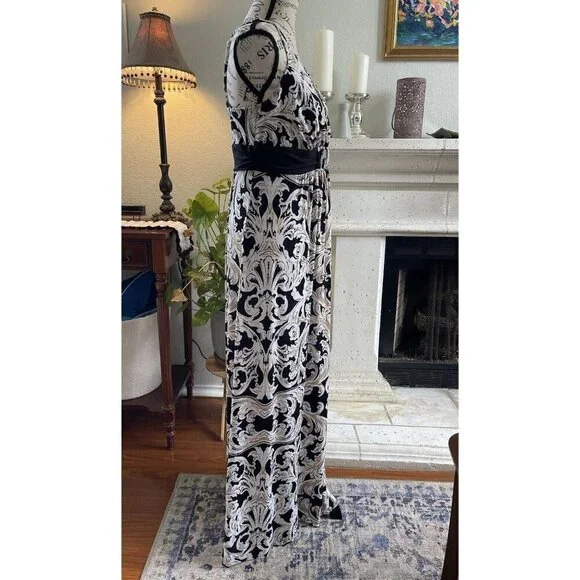 Soma Elegant Black and Cream Maxi Dress - Picture 4 of 7